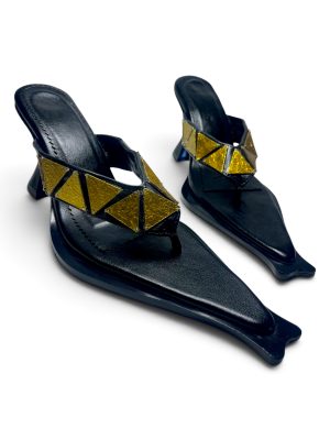 AFORA GILDED TRIANGLE KITTEN MULE