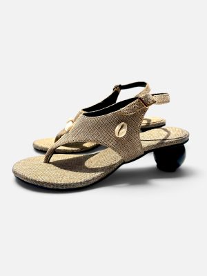 AFORA COWRY RAFFIA ROUND-HEEL SANDAL